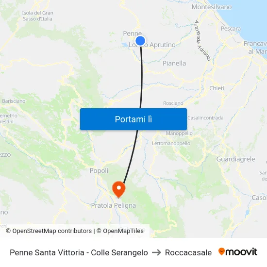 Penne Santa Vittoria - Colle Serangelo to Roccacasale map