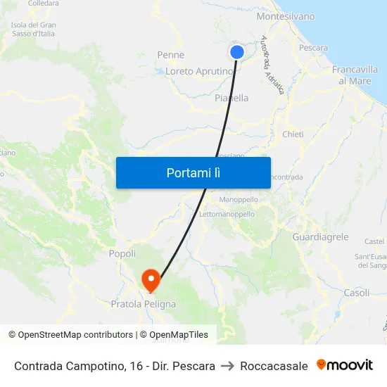 Contrada Campotino, 16 - Dir. Pescara to Roccacasale map