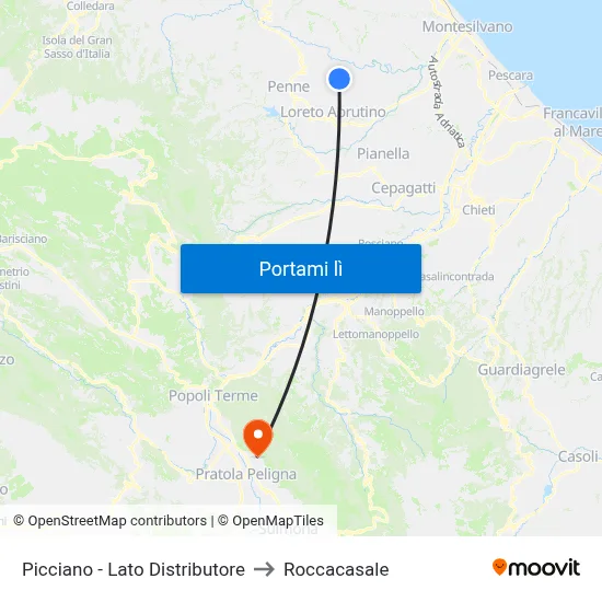 Picciano - Lato Distributore to Roccacasale map