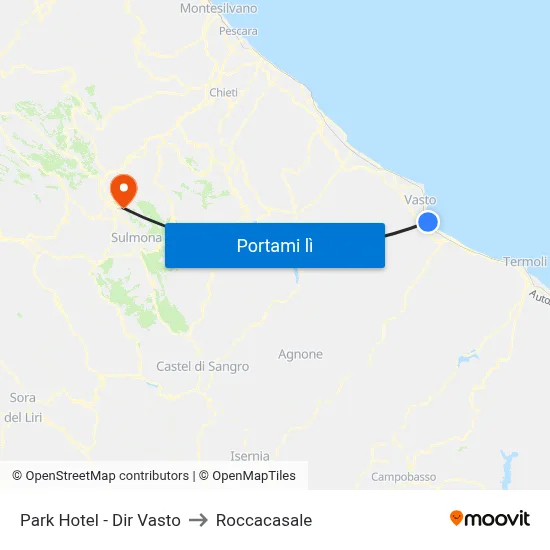 Park Hotel - Dir Vasto to Roccacasale map