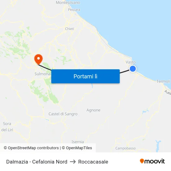 Dalmazia - Cefalonia Nord to Roccacasale map