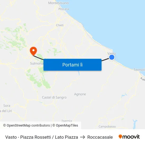 Vasto - Piazza Rossetti / Lato Piazza to Roccacasale map