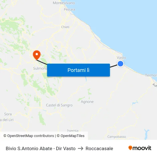 Bivio S.Antonio Abate - Dir Vasto to Roccacasale map