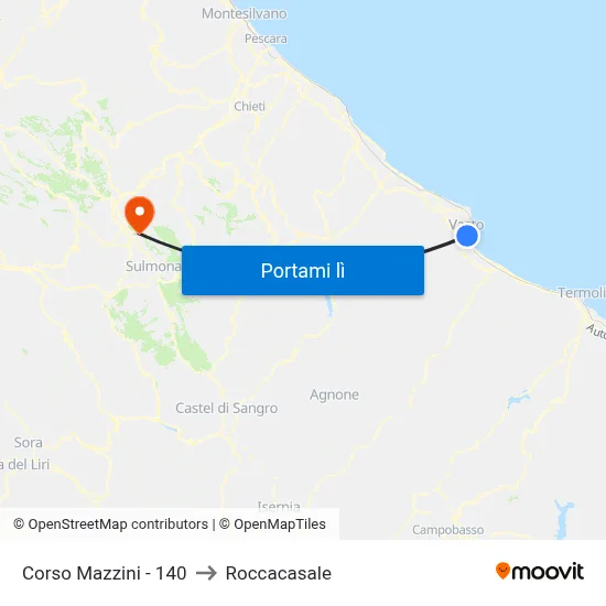 Corso Mazzini - 140 to Roccacasale map