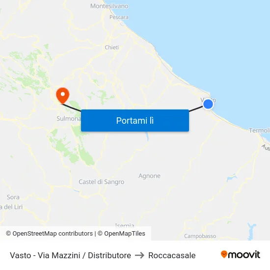 Vasto - Via Mazzini / Distributore to Roccacasale map