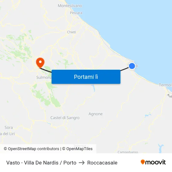 Vasto - Villa De Nardis / Porto to Roccacasale map