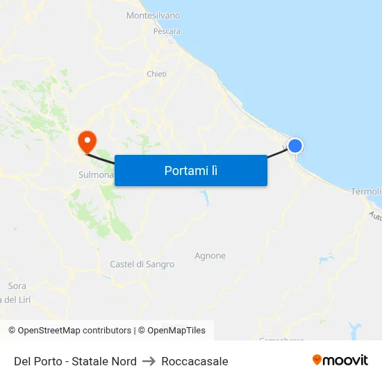 Del Porto - Statale Nord to Roccacasale map