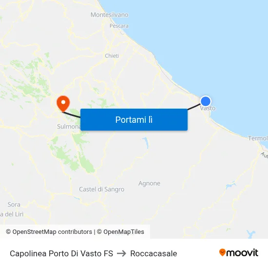 Capolinea Porto Di Vasto FS to Roccacasale map