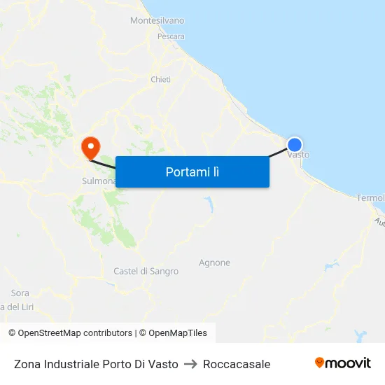 Zona Industriale Porto Di Vasto to Roccacasale map