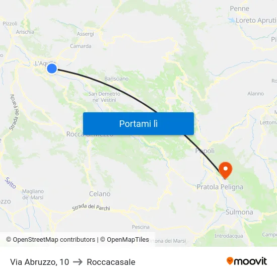 Via Abruzzo, 10 to Roccacasale map