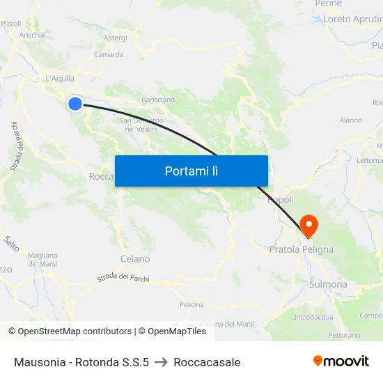 Mausonia - Rotonda S.S.5 to Roccacasale map