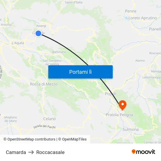 Camarda to Roccacasale map