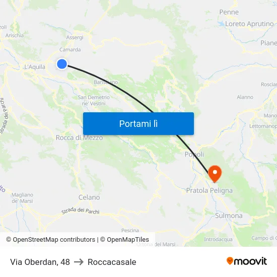 Via Oberdan, 48 to Roccacasale map