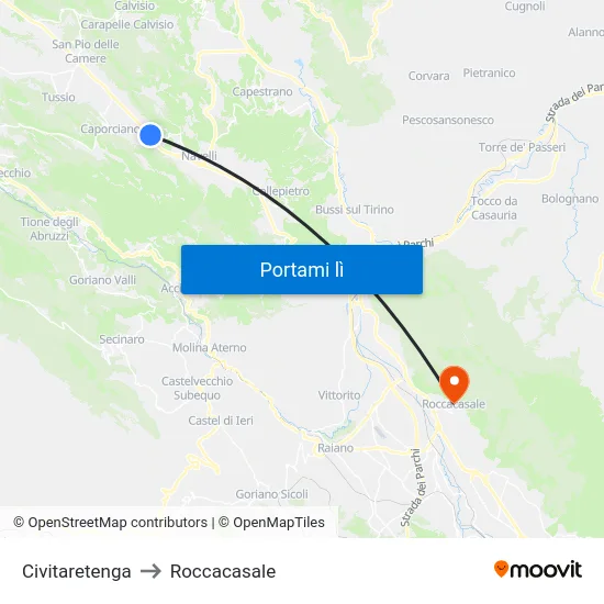 Civitaretenga to Roccacasale map