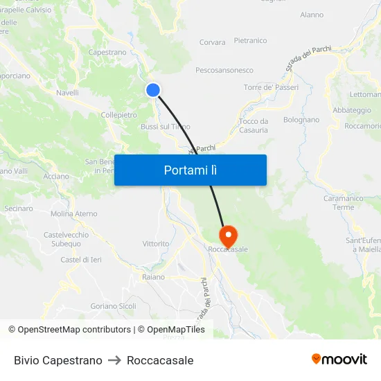 Bivio Capestrano to Roccacasale map