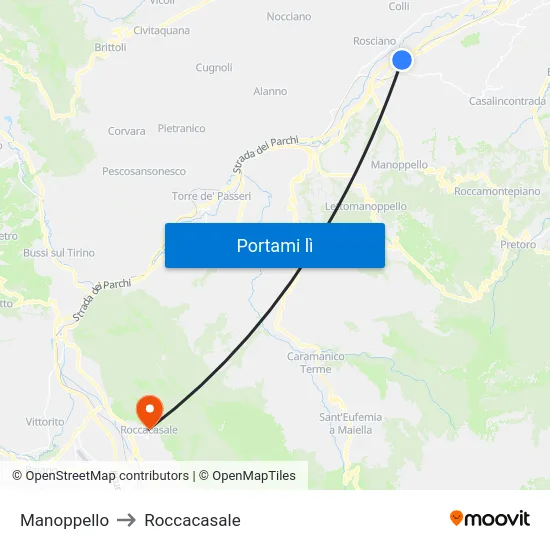 Manoppello to Roccacasale map