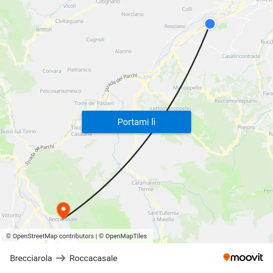 Brecciarola to Roccacasale map