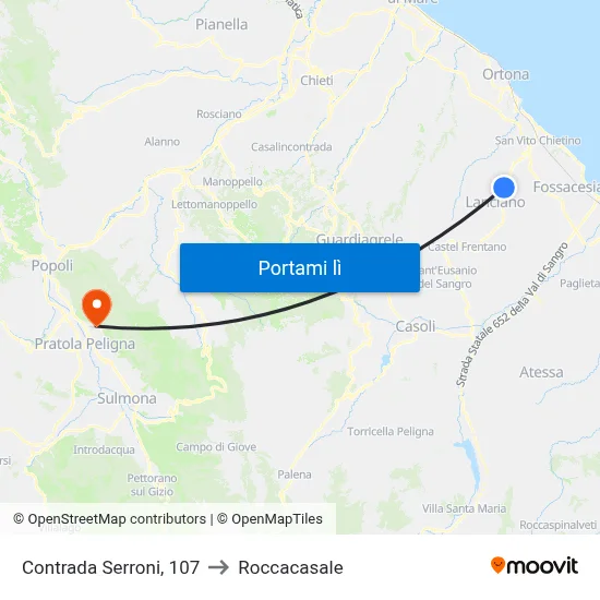 Contrada Serroni, 107 to Roccacasale map