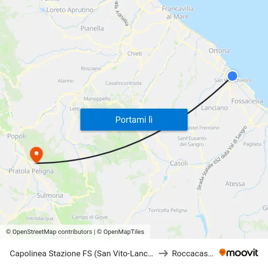 Capolinea Stazione FS (San Vito-Lanciano) to Roccacasale map