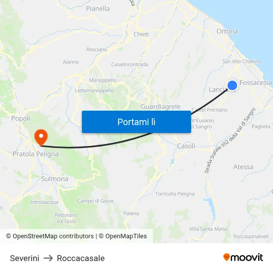 Severini to Roccacasale map