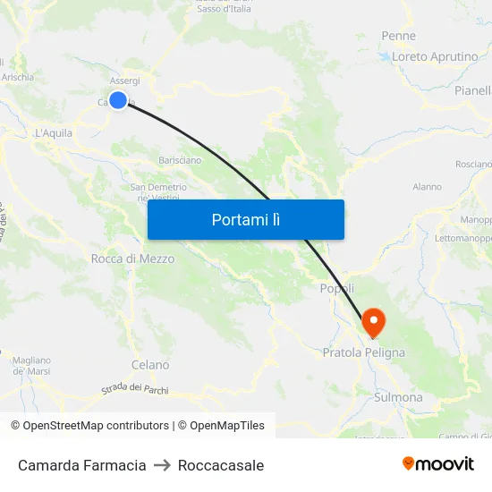 Camarda Farmacia to Roccacasale map
