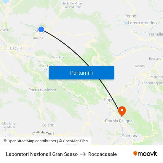 Laboratori Nazionali Gran Sasso to Roccacasale map