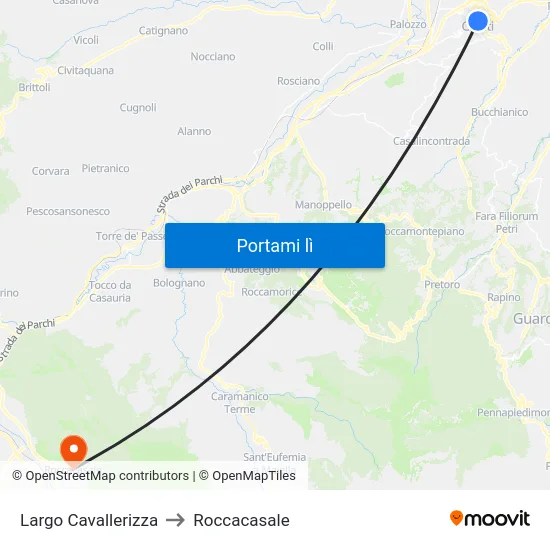 Largo Cavallerizza to Roccacasale map