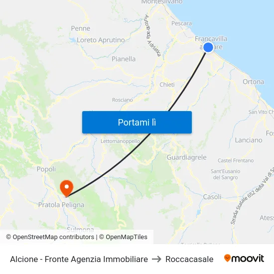 Alcione - Fronte Agenzia Immobiliare to Roccacasale map