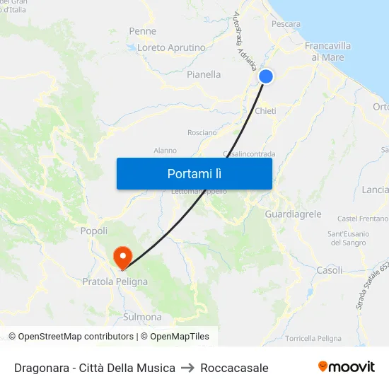 Dragonara - Città Della Musica to Roccacasale map