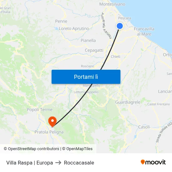 Villa Raspa | Europa to Roccacasale map