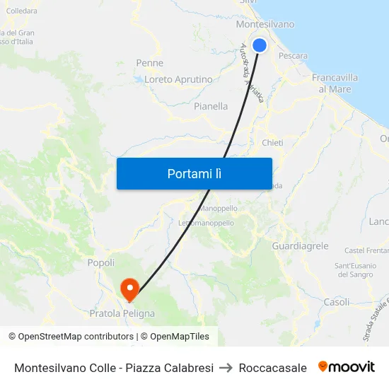 Montesilvano Colle - Piazza Calabresi to Roccacasale map