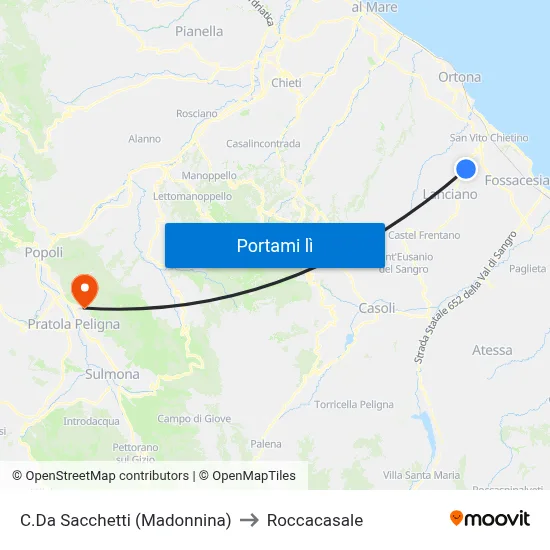 C.Da Sacchetti (Madonnina) to Roccacasale map