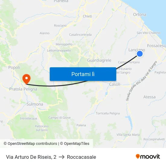 Via Arturo De Riseis, 2 to Roccacasale map