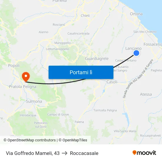 Via Goffredo Mameli, 43 to Roccacasale map