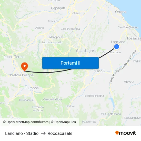 Lanciano - Stadio to Roccacasale map