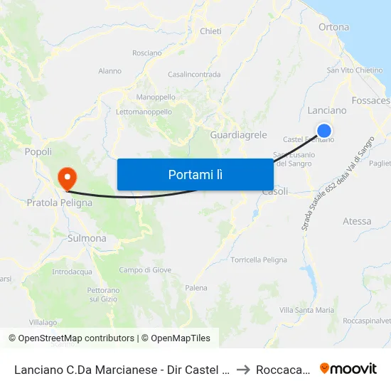 Lanciano C.Da Marcianese - Dir Castel Frentano to Roccacasale map