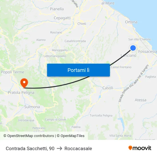 Contrada Sacchetti, 90 to Roccacasale map