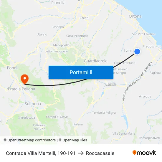 Contrada Villa Martelli, 190-191 to Roccacasale map