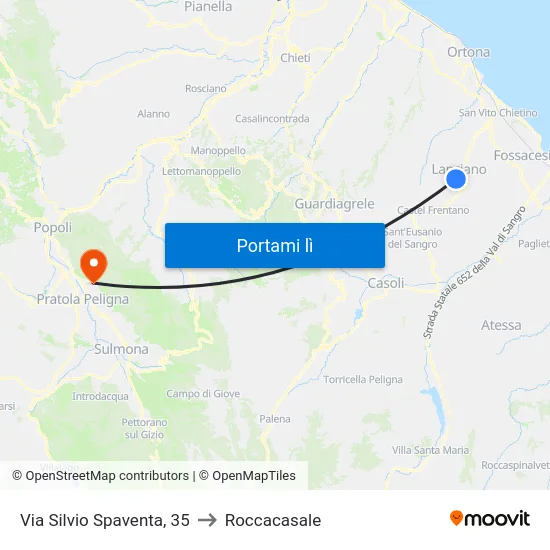 Via Silvio Spaventa, 35 to Roccacasale map