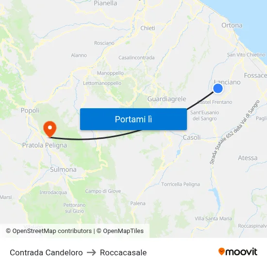 Contrada Candeloro to Roccacasale map