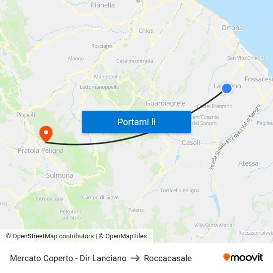Mercato Coperto - Dir Lanciano to Roccacasale map
