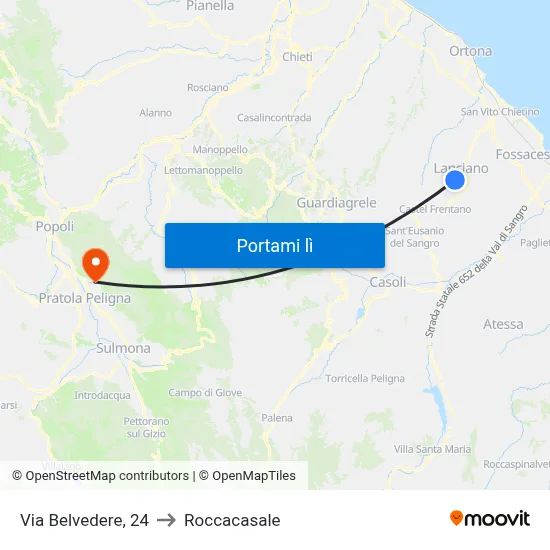 Via Belvedere, 24 to Roccacasale map