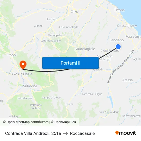 Contrada Villa Andreoli, 251a to Roccacasale map