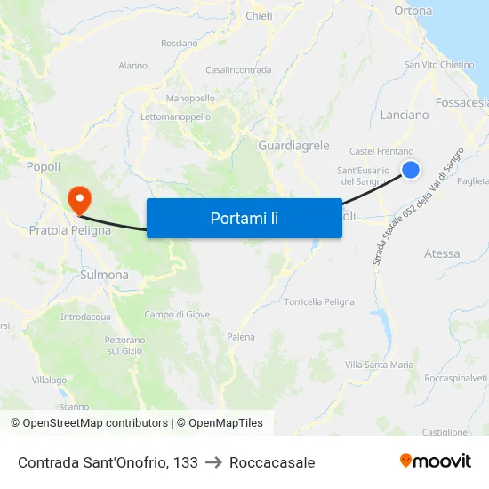 Contrada Sant'Onofrio, 133 to Roccacasale map