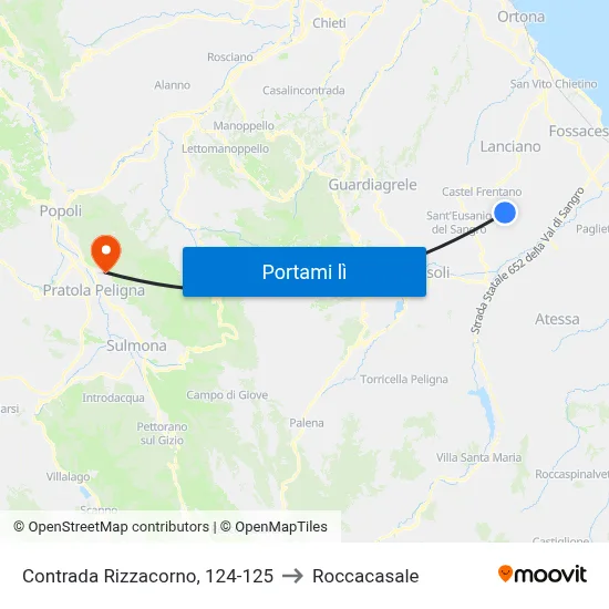 Contrada Rizzacorno, 124-125 to Roccacasale map