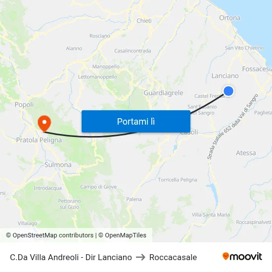 C.Da Villa Andreoli - Dir Lanciano to Roccacasale map