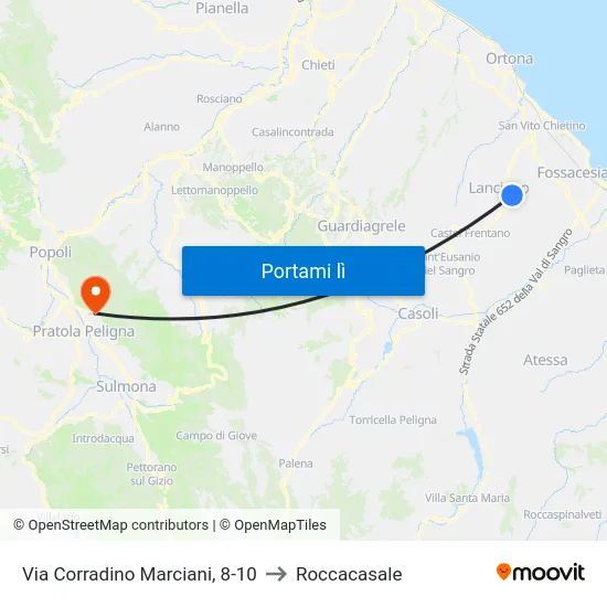 Via Corradino Marciani, 8-10 to Roccacasale map