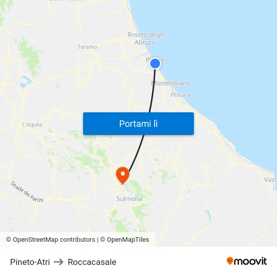 Pineto-Atri to Roccacasale map