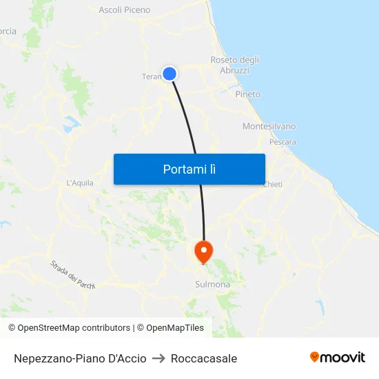 Nepezzano-Piano D'Accio to Roccacasale map