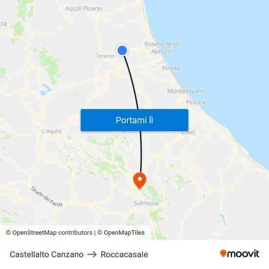 Castellalto Canzano to Roccacasale map